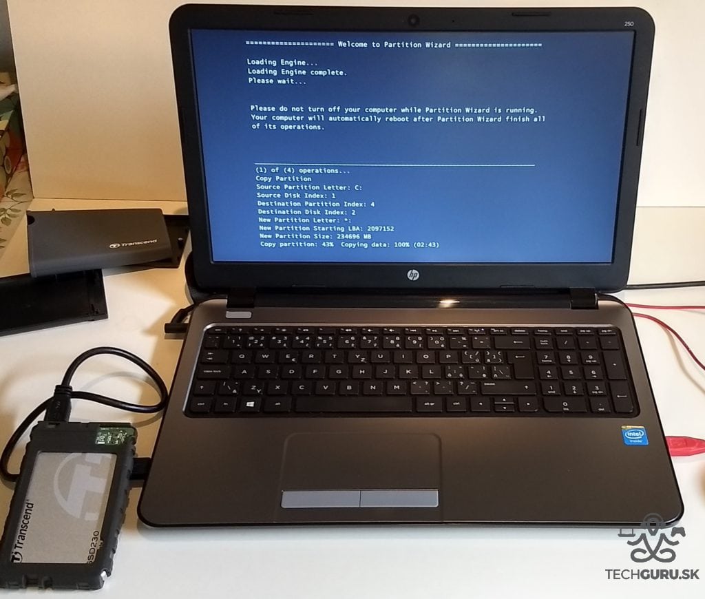 Výmena HDD za SSD zmena partícií notebook HP
