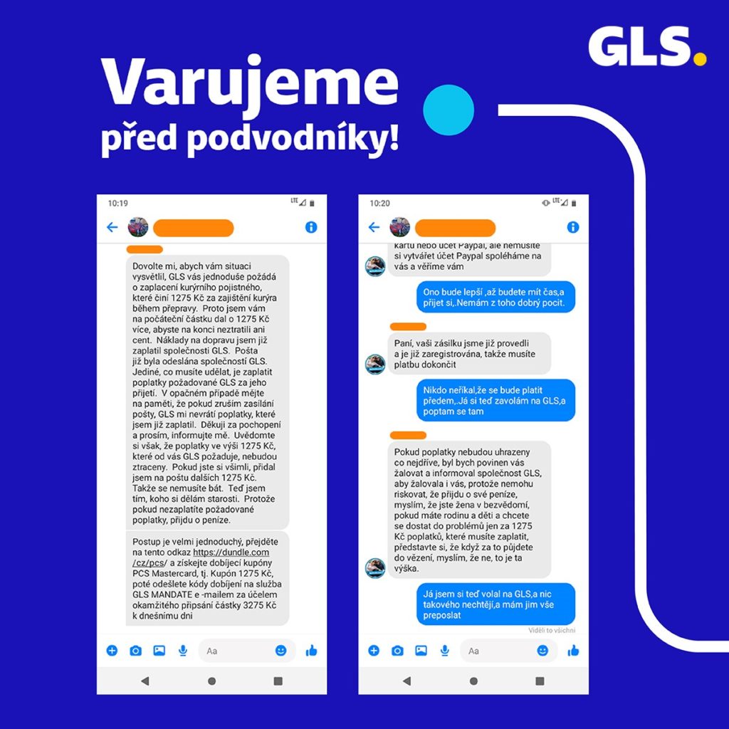 Přepravce GLS varuje před podvodnými emaily a zprávami na sociálních sítích